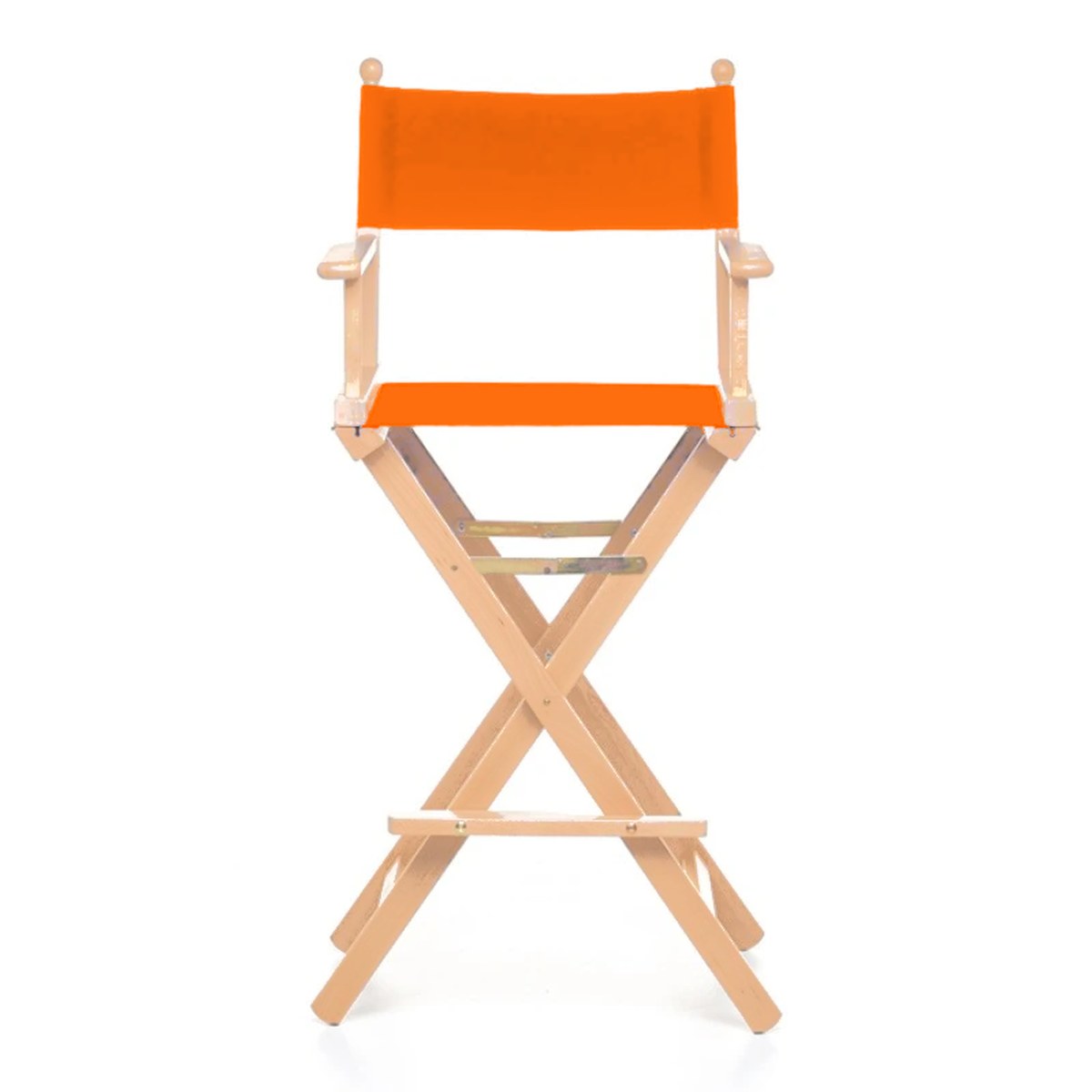 Fauteuil metteur en scène haut Cinéma — vernis naturel, toile Orange 004