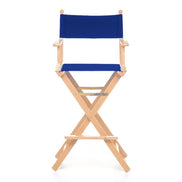 Fauteuil metteur en scène haut Cinéma — vernis naturel, toile Bleu roi 007