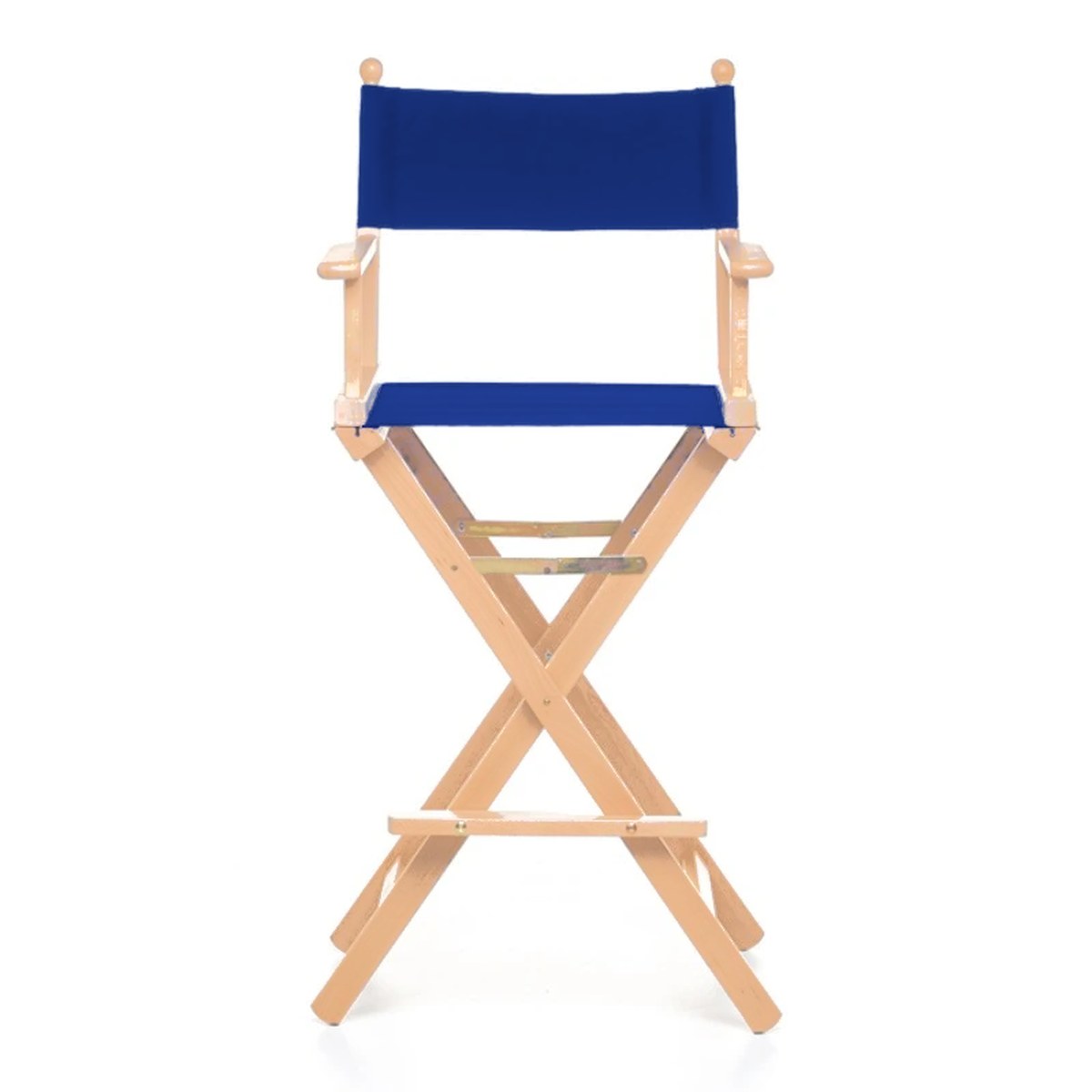 Fauteuil metteur en scène haut Cinéma — vernis naturel, toile Bleu roi 007