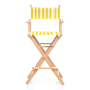 Fauteuil metteur en scène haut Cinéma — vernis naturel, toile Rayé blanc jaune 011