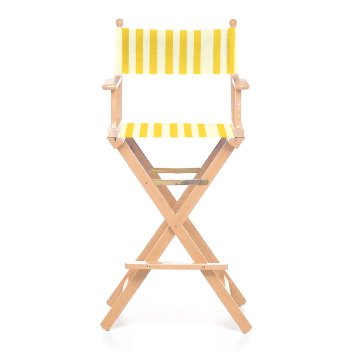 Fauteuil metteur en scène haut Cinéma — vernis naturel, toile Rayé blanc jaune 011