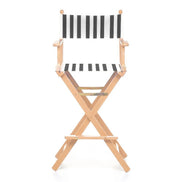 Fauteuil metteur en scène haut Cinéma — vernis naturel, toile Rayé blanc noir 014