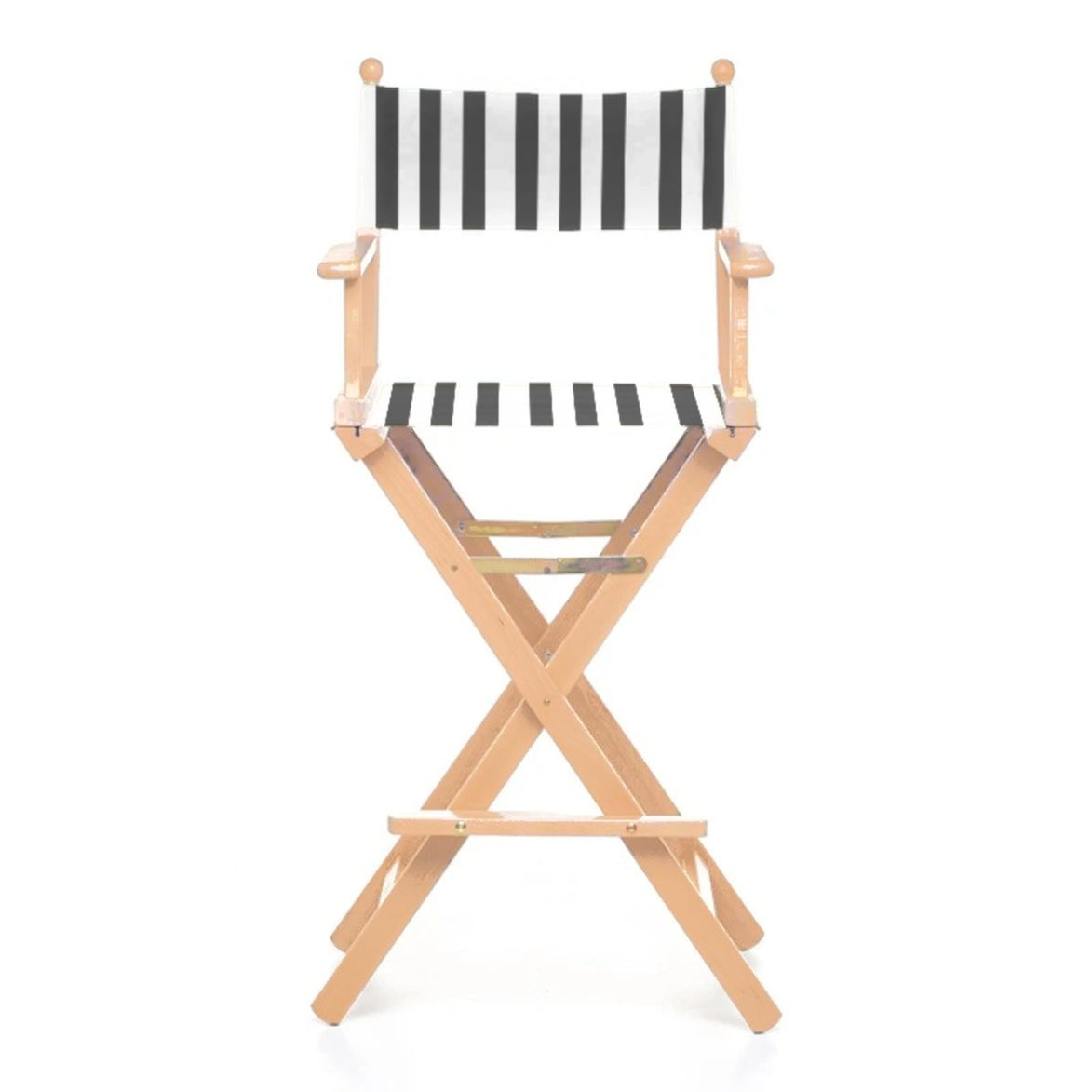Fauteuil metteur en scène haut Cinéma — vernis naturel, toile Rayé blanc noir 014