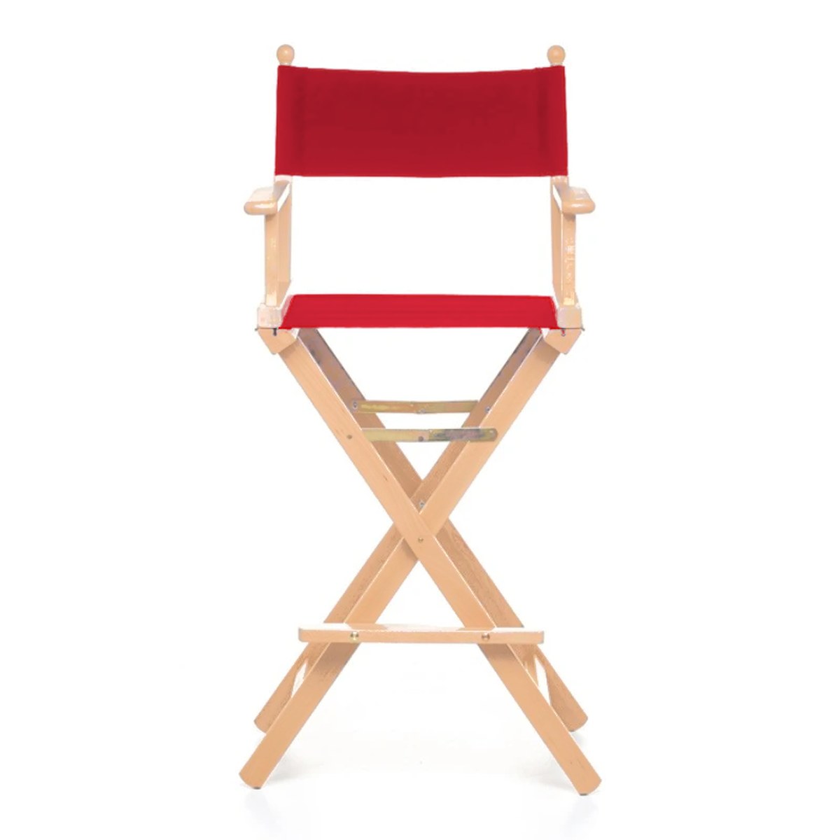 Fauteuil metteur en scène haut Cinéma — vernis naturel, toile Rouge 035