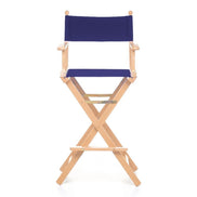 Fauteuil metteur en scène haut Cinéma — vernis naturel, toile Bleu nuit 063