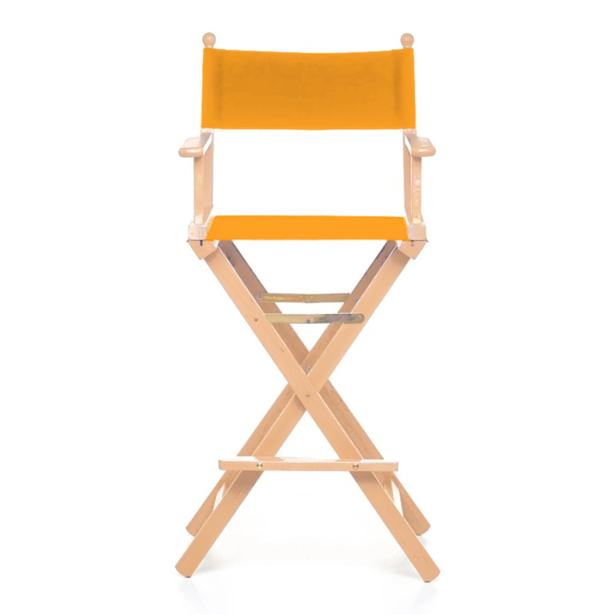 Fauteuil metteur en scène haut Cinéma — vernis naturel, toile Mandarine 066