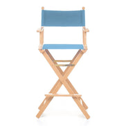 Fauteuil metteur en scène haut Cinéma — vernis naturel, toile Bleu ciel 083