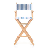 Fauteuil metteur en scène haut Cinéma — vernis naturel, toile Rayé multicolore bleu 153