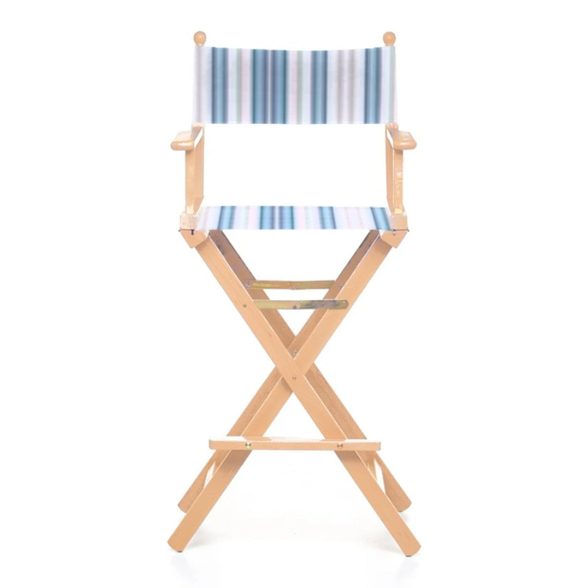 Fauteuil metteur en scène haut Cinéma — vernis naturel, toile Rayé multicolore bleu 153