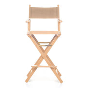 Fauteuil metteur en scène haut Cinéma — vernis naturel, toile Rayé beige écru 512