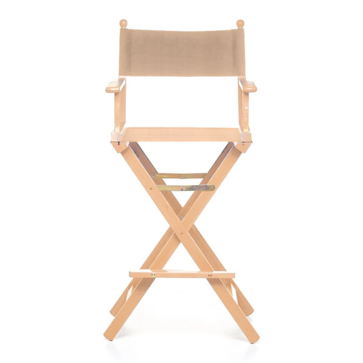 Fauteuil metteur en scène haut Cinéma — vernis naturel, toile Rayé beige écru 512