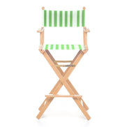 Fauteuil metteur en scène haut Cinéma — vernis naturel, toile Rayé blanc vert 569