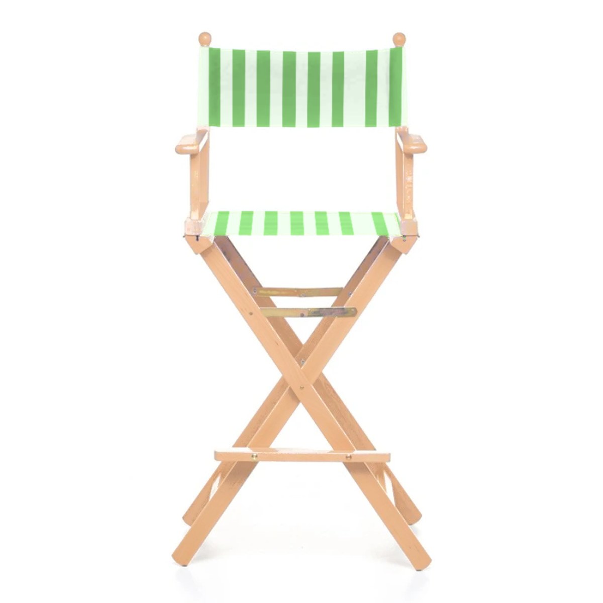 Fauteuil metteur en scène haut Cinéma — vernis naturel, toile Rayé blanc vert 569