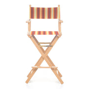 Fauteuil metteur en scène haut Cinéma — vernis naturel, toile Rayé multicolore 622