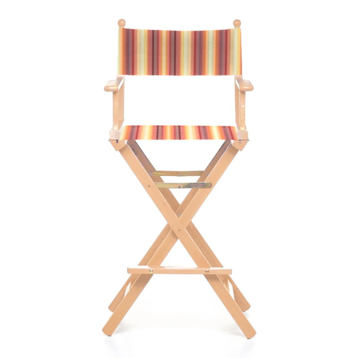 Fauteuil metteur en scène haut Cinéma — vernis naturel, toile Rayé multicolore 622