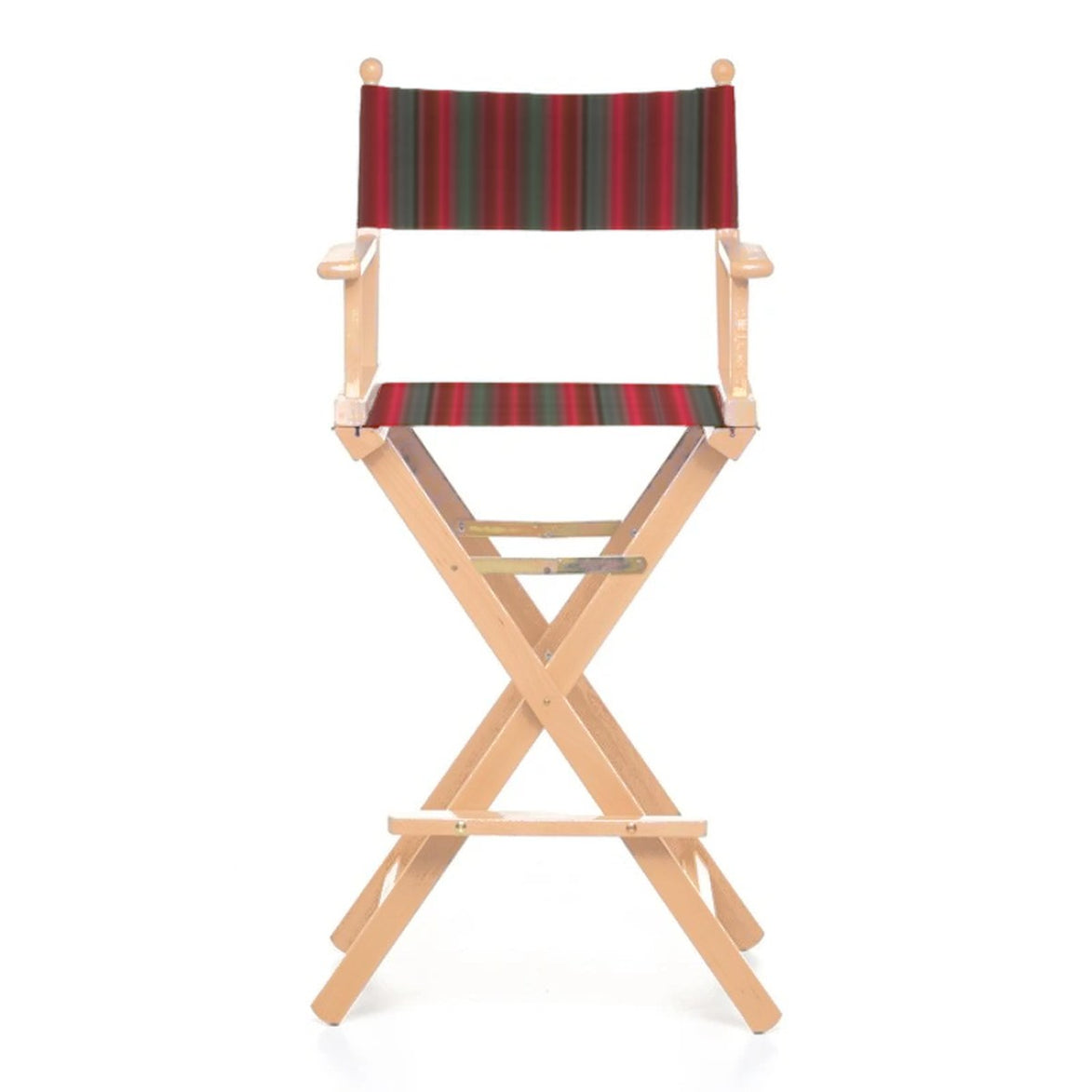 Fauteuil metteur en scène haut Cinéma — vernis naturel, toile Rayé multicolore rouge 662