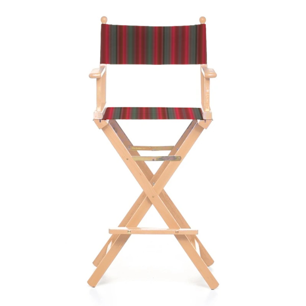 Fauteuil metteur en scène haut Cinéma — vernis naturel, toile Rayé multicolore rouge 662