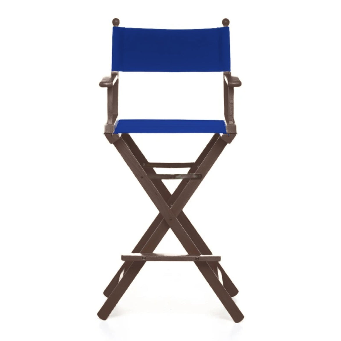 Fauteuil metteur en scène haut Cinéma — vernis noyer, toile Bleu roi 007