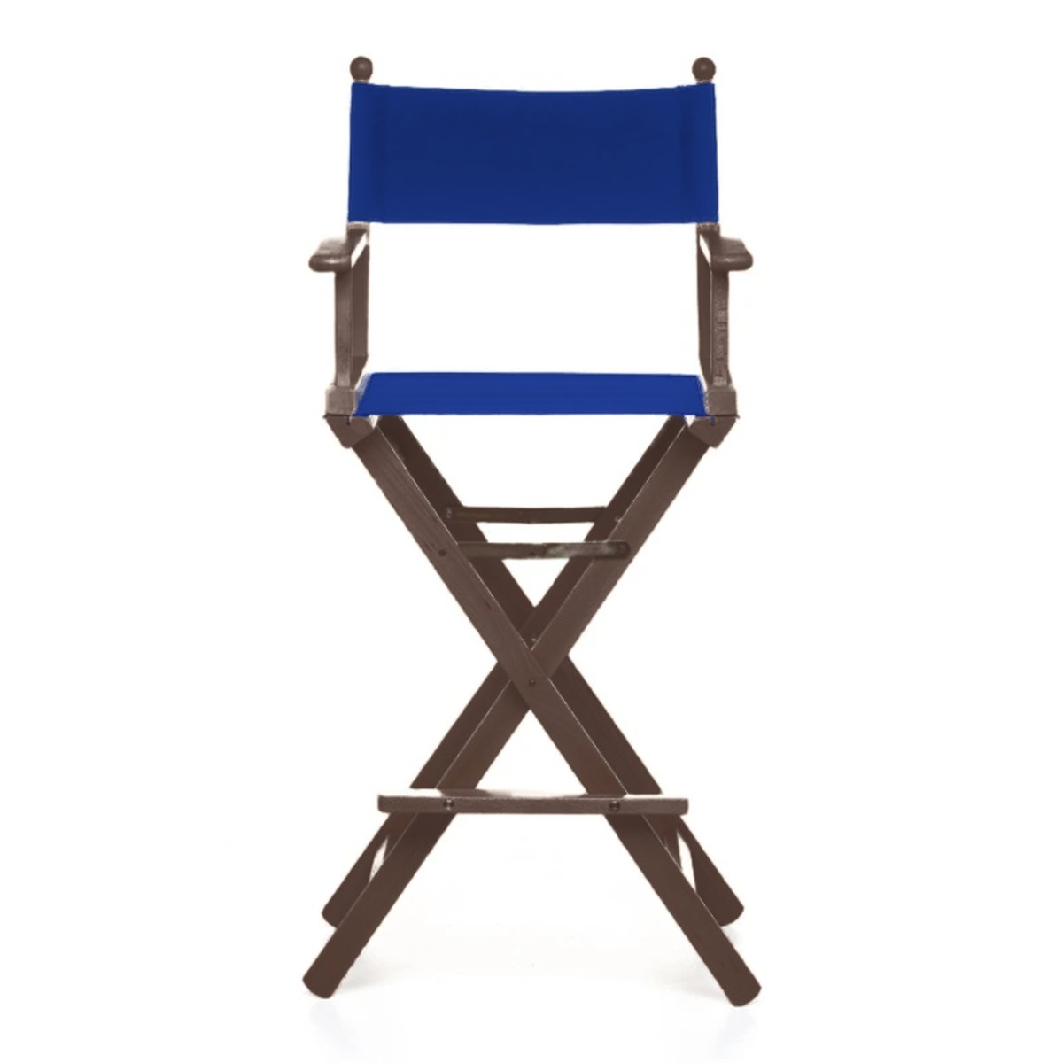 Fauteuil metteur en scène haut Cinéma — vernis noyer, toile Bleu roi 007