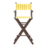 Fauteuil metteur en scène haut Cinéma — vernis noyer, toile Rayé blanc jaune 011