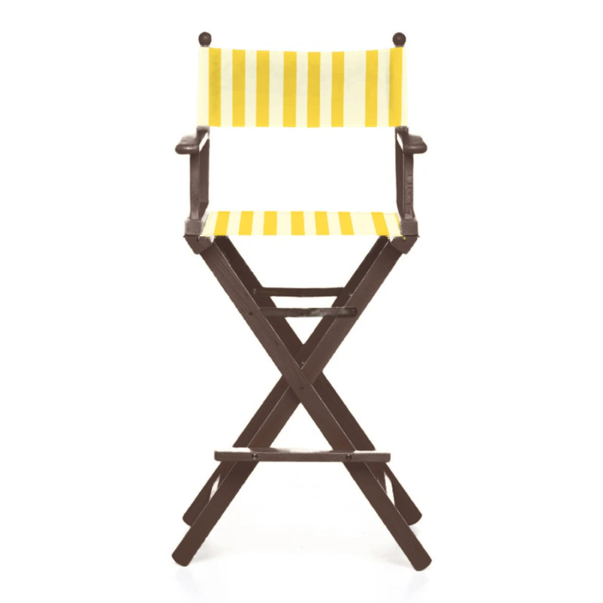 Fauteuil metteur en scène haut Cinéma — vernis noyer, toile Rayé blanc jaune 011