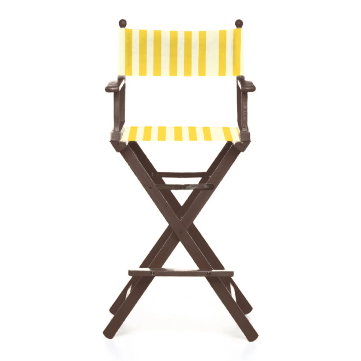Fauteuil metteur en scène haut Cinéma — vernis noyer, toile Rayé blanc jaune 011
