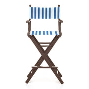 Fauteuil metteur en scène haut Cinéma — vernis noyer, toile Rayé blanc bleu 012