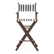 Fauteuil metteur en scène haut Cinéma — vernis noyer, toile Rayé blanc noir 014