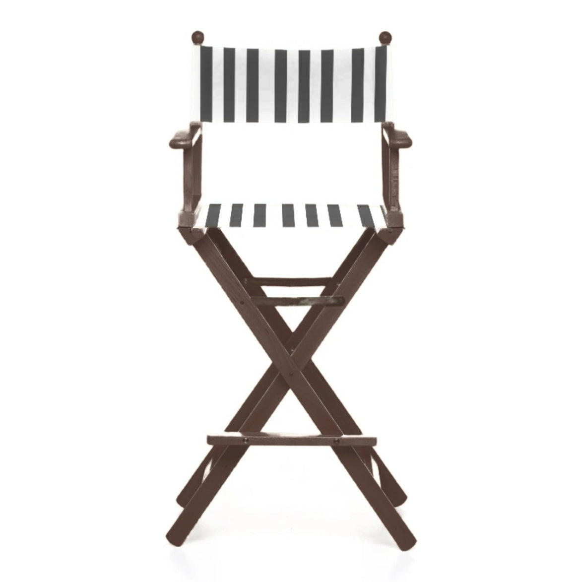 Fauteuil metteur en scène haut Cinéma — vernis noyer, toile Rayé blanc noir 014