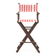 Fauteuil metteur en scène haut Cinéma — vernis noyer, toile Rayé blanc rouge 028