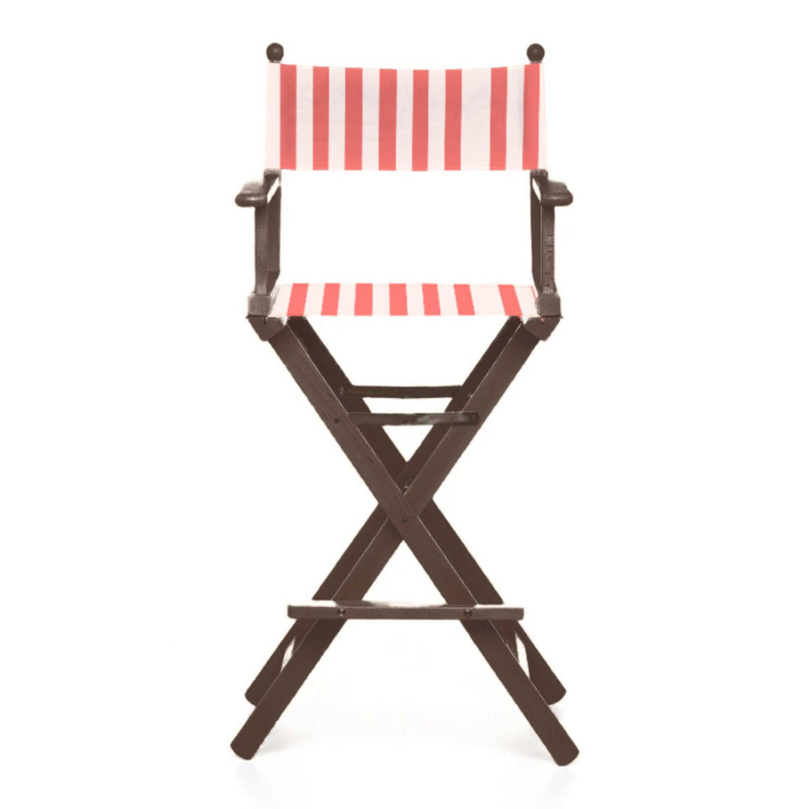 Fauteuil metteur en scène haut Cinéma — vernis noyer, toile Rayé blanc rouge 028