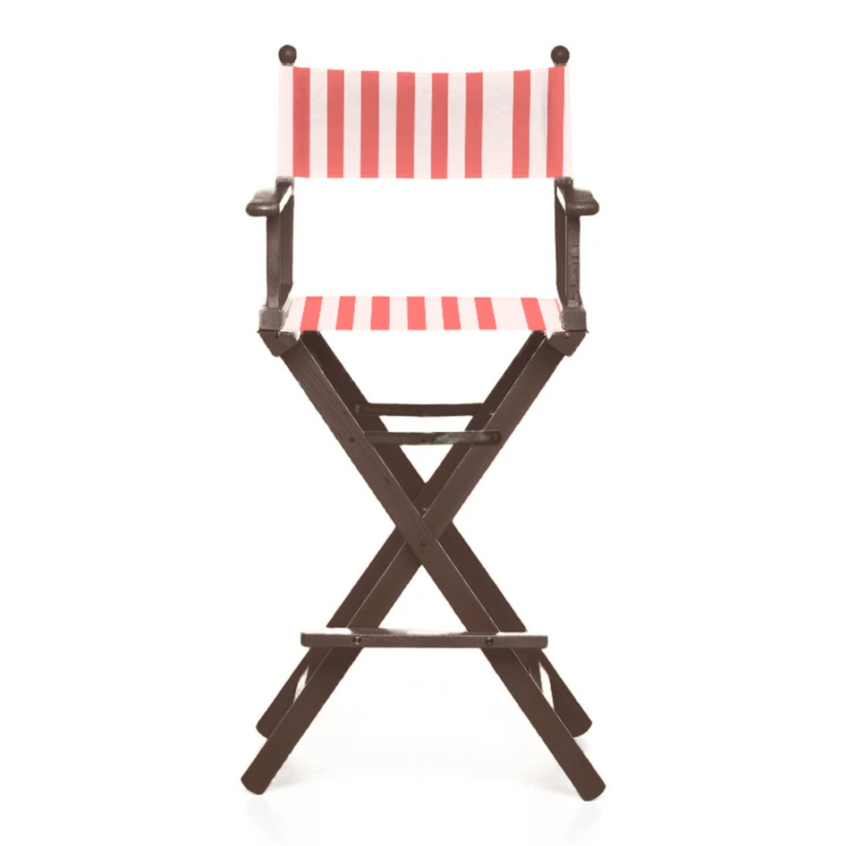 Fauteuil metteur en scène haut Cinéma — vernis noyer, toile Rayé blanc rouge 028