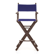 Fauteuil metteur en scène haut Cinéma — vernis noyer, toile Bleu nuit 063