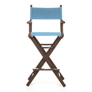 Fauteuil metteur en scène haut Cinéma — vernis noyer, toile Bleu ciel 083