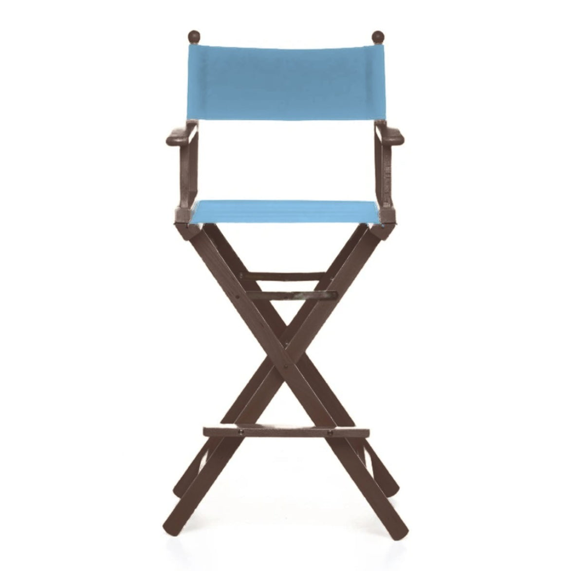 Fauteuil metteur en scène haut Cinéma — vernis noyer, toile Bleu ciel 083
