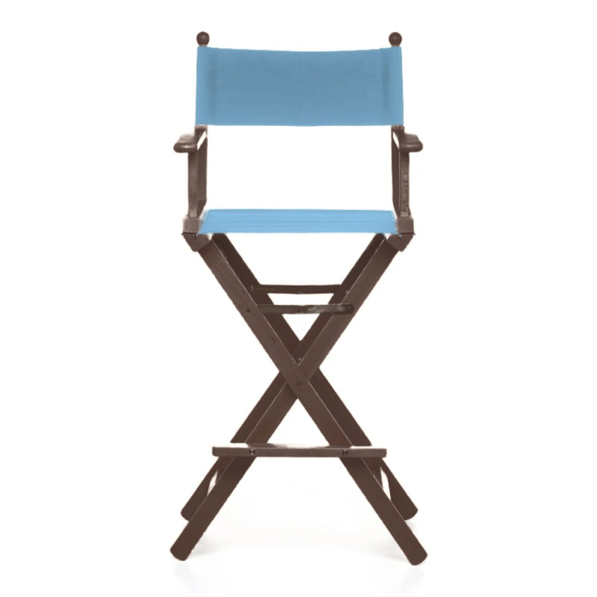 Fauteuil metteur en scène haut Cinéma — vernis noyer, toile Bleu ciel 083