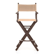 Fauteuil metteur en scène haut Cinéma — vernis noyer, toile Rayé beige écru 512