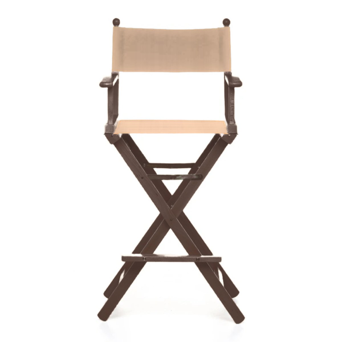 Fauteuil metteur en scène haut Cinéma — vernis noyer, toile Rayé beige écru 512