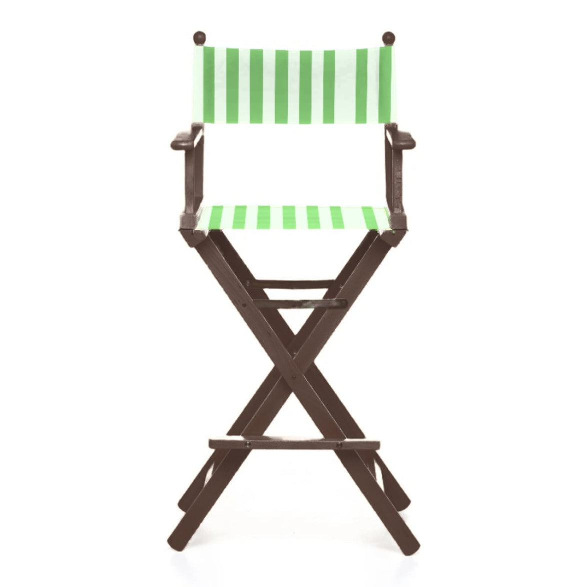 Fauteuil metteur en scène haut Cinéma — vernis noyer, toile Rayé blanc vert 569