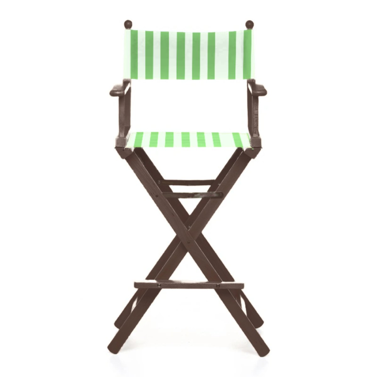 Fauteuil metteur en scène haut Cinéma — vernis noyer, toile Rayé blanc vert 569