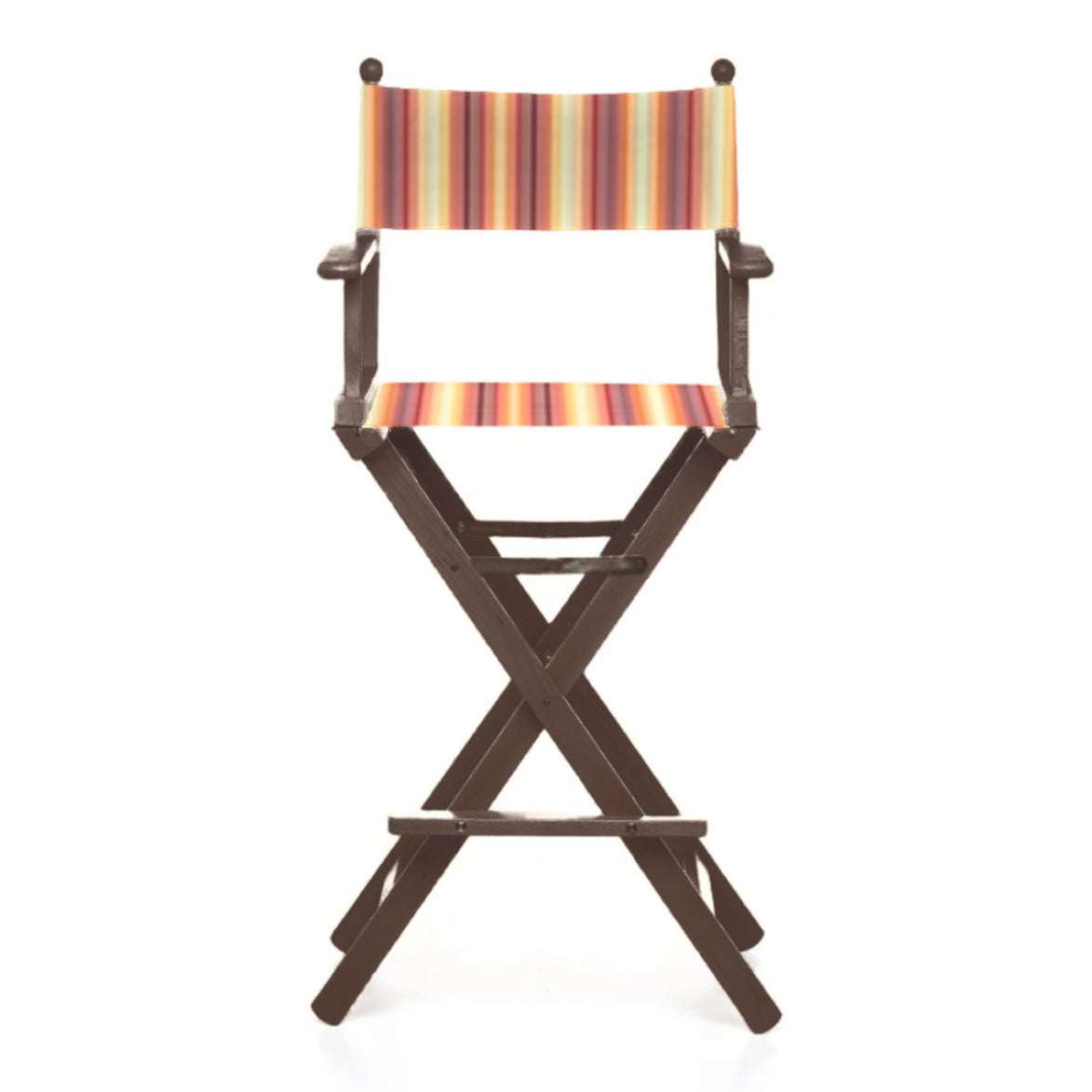 Fauteuil metteur en scène haut Cinéma — vernis noyer, toile Rayé multicolore 622