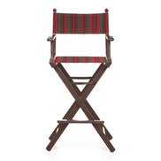 Fauteuil metteur en scène haut Cinéma — vernis noyer, toile Rayé multicolore rouge 662