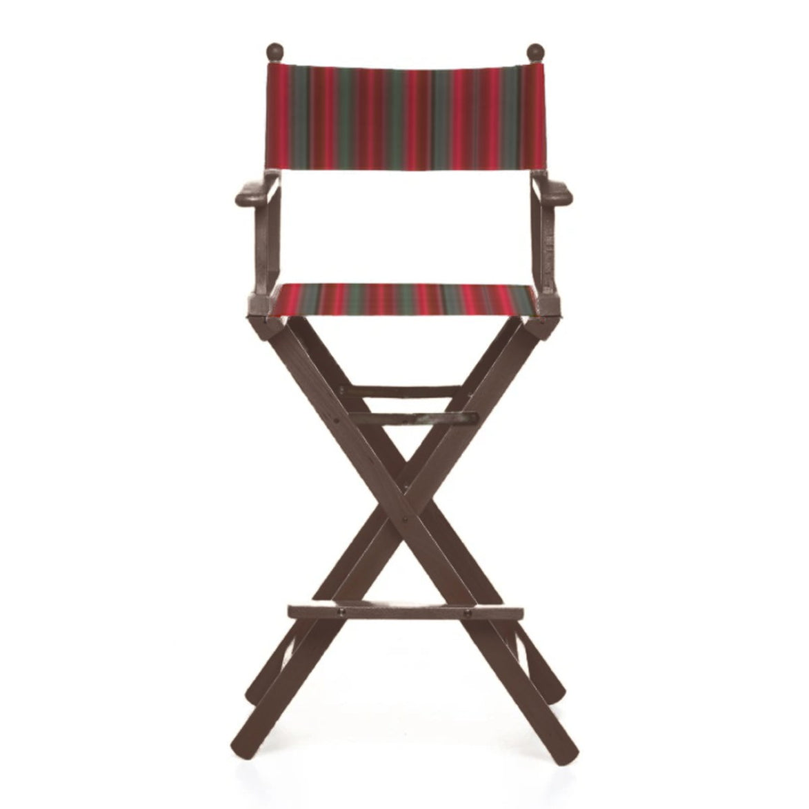 Fauteuil metteur en scène haut Cinéma — vernis noyer, toile Rayé multicolore rouge 662