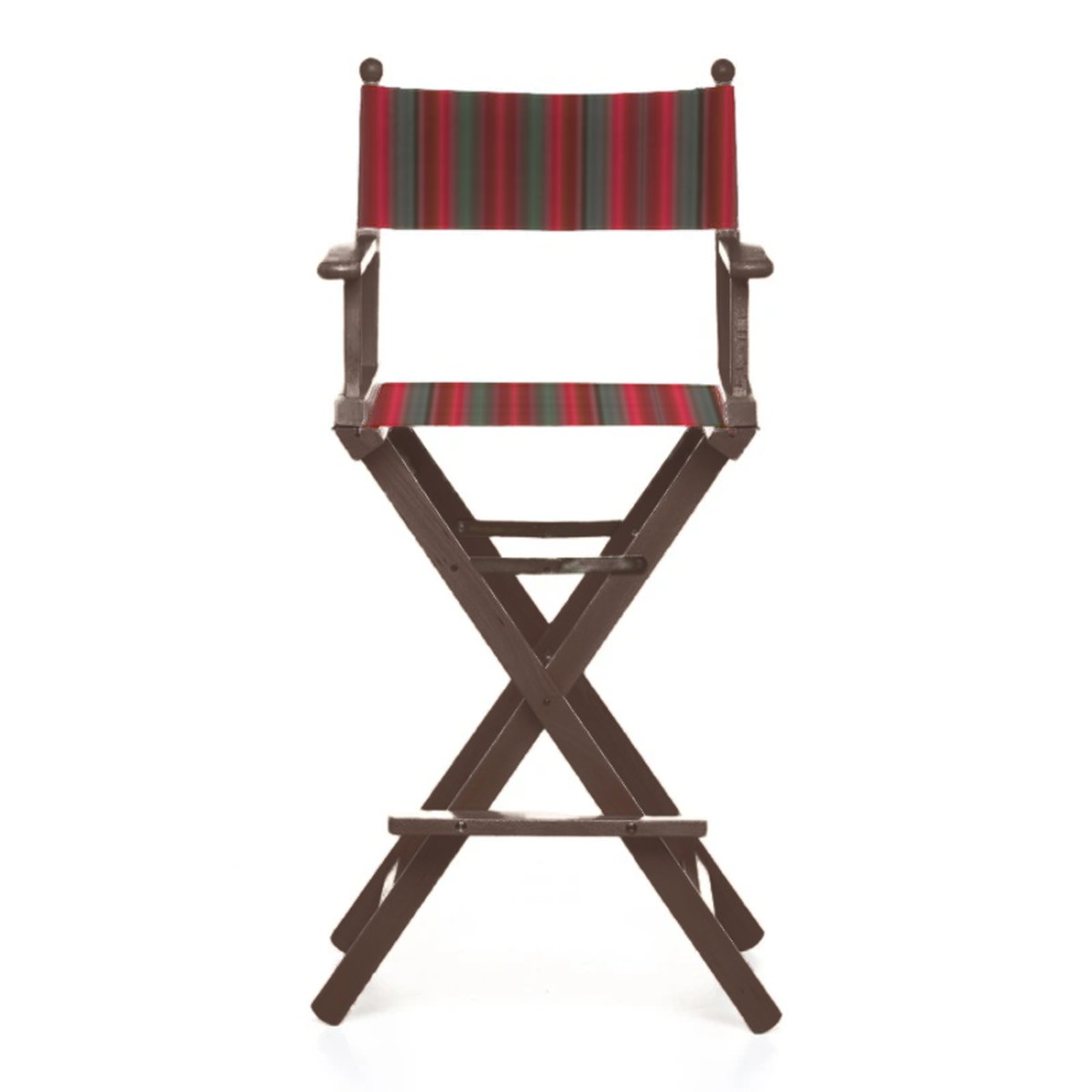 Fauteuil metteur en scène haut Cinéma — vernis noyer, toile Rayé multicolore rouge 662