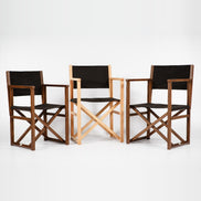 Fauteuils metteur en scène Mallorca en vernis noyer et huile de lin, toile noire