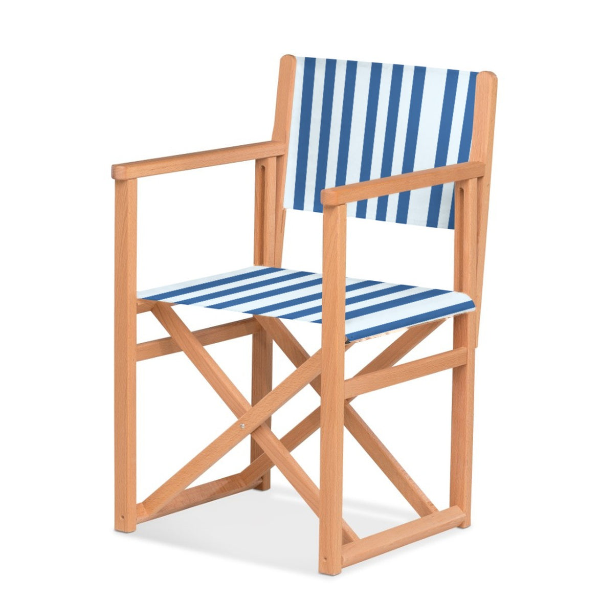 Fauteuil metteur en scène Mallorca — huile de lin, toile Rayé blanc bleu 012