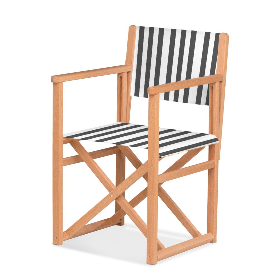 Fauteuil metteur en scène Mallorca — huile de lin, toile Rayé blanc noir 014