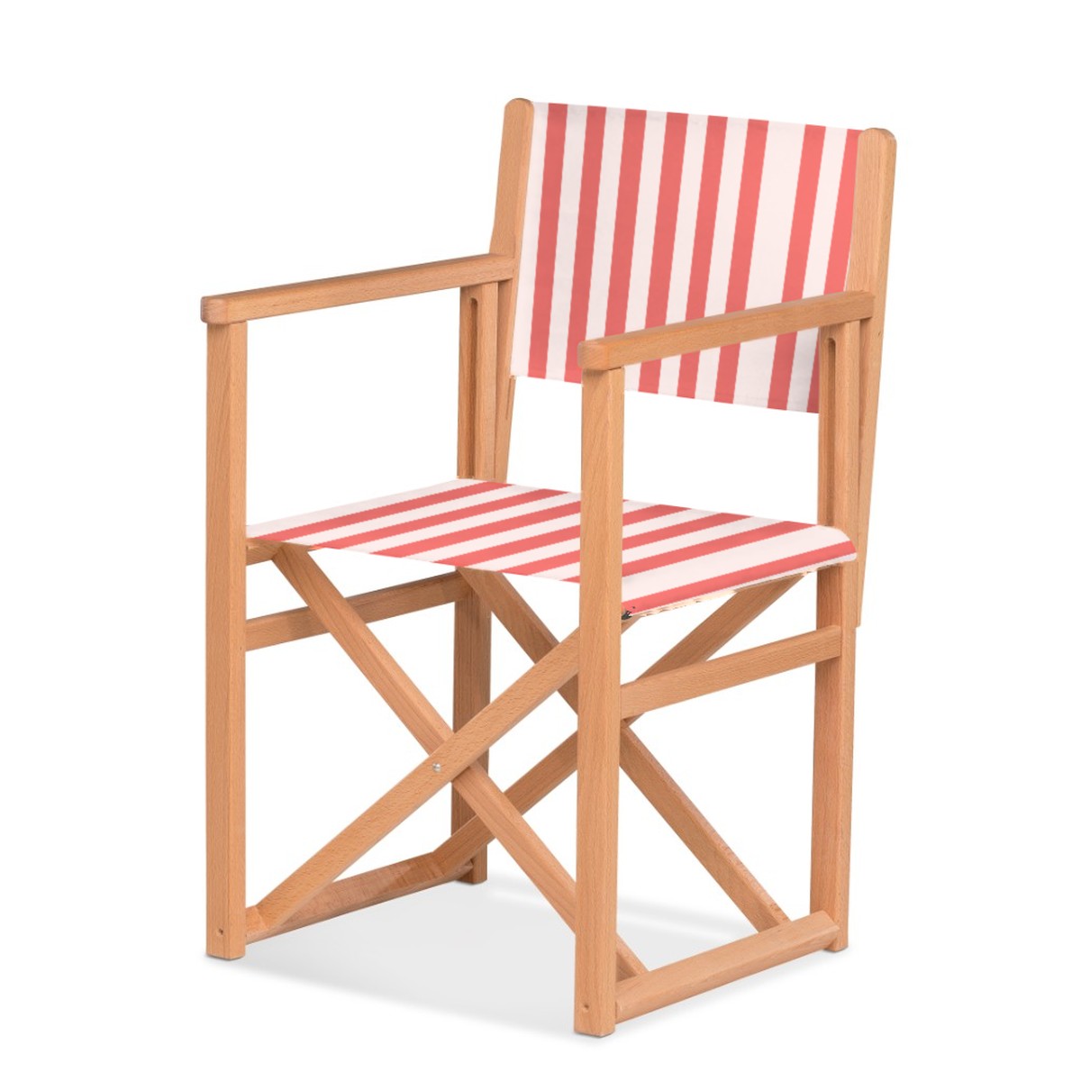 Fauteuil metteur en scène Mallorca — huile de lin, toile Rayé blanc rouge 028