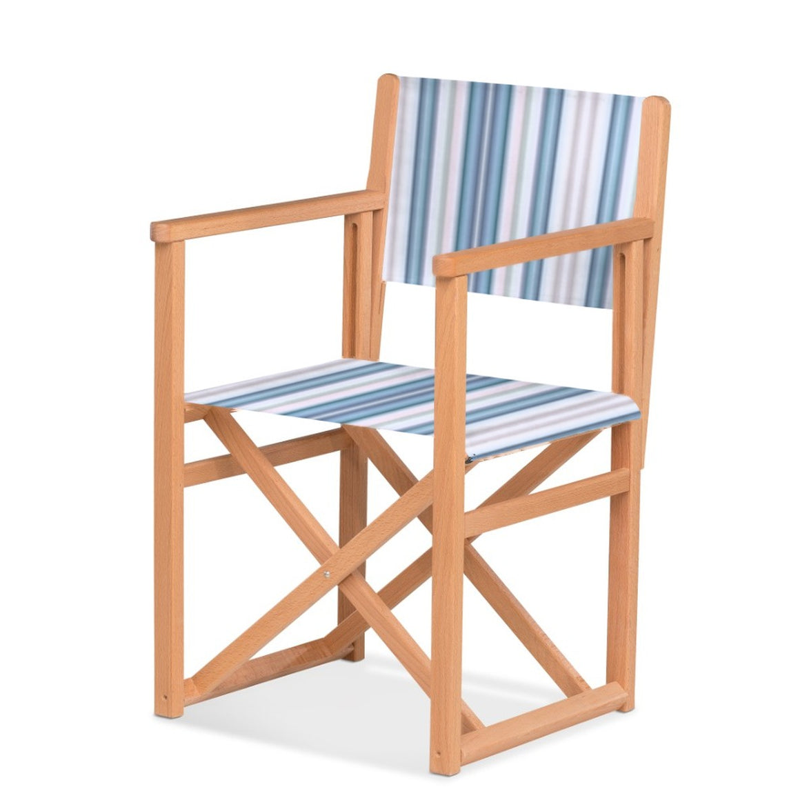 Fauteuil metteur en scène Mallorca — huile de lin, toile Rayé multicolore bleu 153