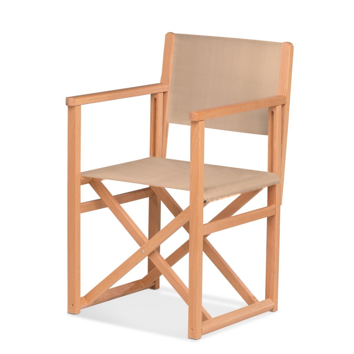 Fauteuil metteur en scène Mallorca — huile de lin, toile Rayé beige écru 512